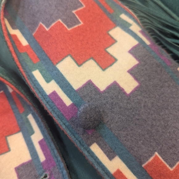 Lariat Women's Green Suede Leather Fringe Jacket Rodeo Cowgirl Aztec Size Large - Picture 8 of 14